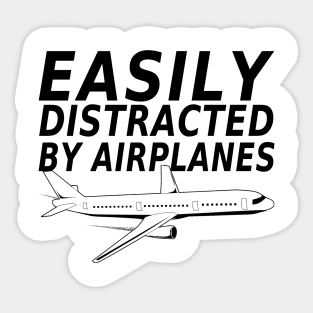 Easily Distracted By Airplanes Retro Airplane Funny Pilot Sticker